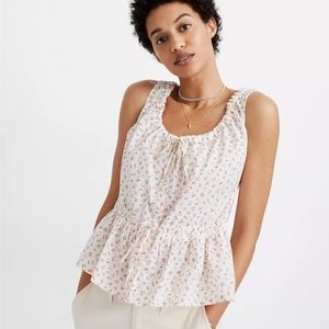 Madewell Shirred Drawstring Tank Top in Bright Buds